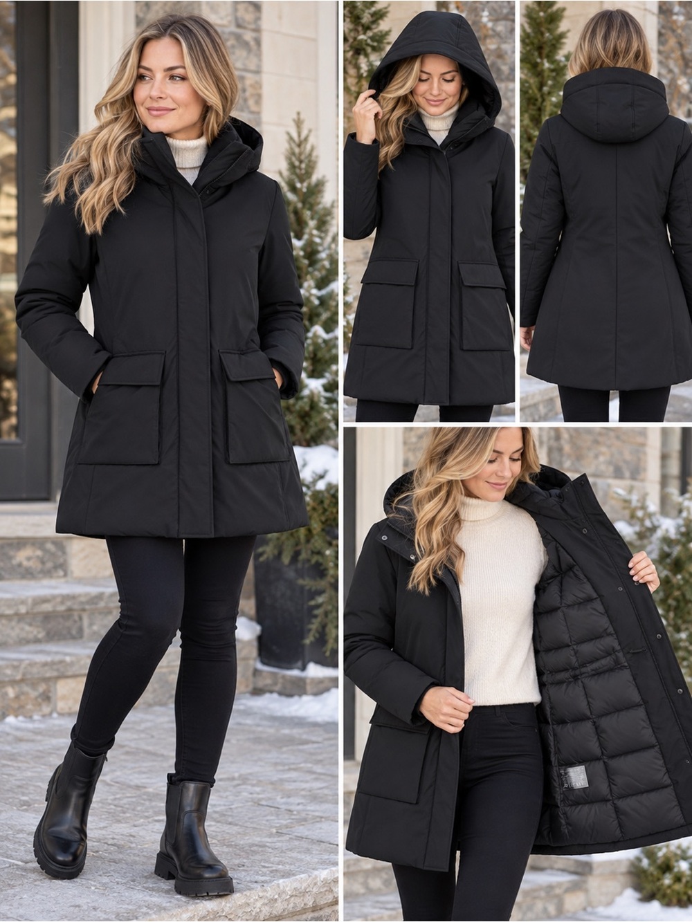 UNIQLO Women's Black Hooded Winter Parka SZ S/M
